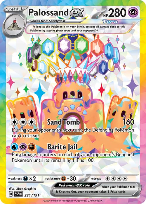 Pokemon - Palossand ex 221/191 - Surging Sparks - Full Art... - Jeux Vidéo & Consoles en promo à 17.19€