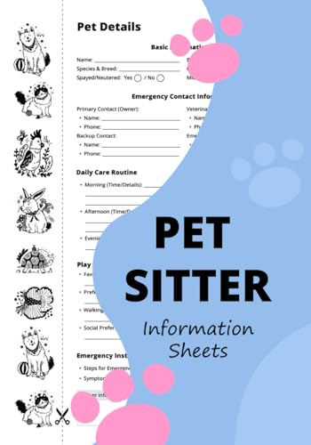 Pet Sitter Logbook: Easy-to-Cut-Out Instruction Sheets for... - Animalerie Amazon Royaume-Uni à 7.19€
