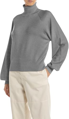 Replay Jersey de Cuello Alto para Mujer, M08 Iron Melange, L - Bon plan à 24.17€