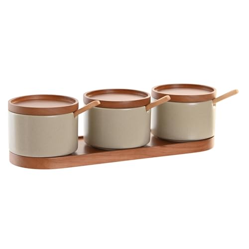 AZUCARERO SET 3 RUBBERWOOD PORCELANA 29X10X7 BEIGE - Auto & Moto Amazon Espagne à 26.19€