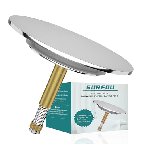 SURFOU Bath Plug Ø 72mm, Bathtub Plugs, Drain Stopper with... - Sports & Fitness en promo à 5.85€