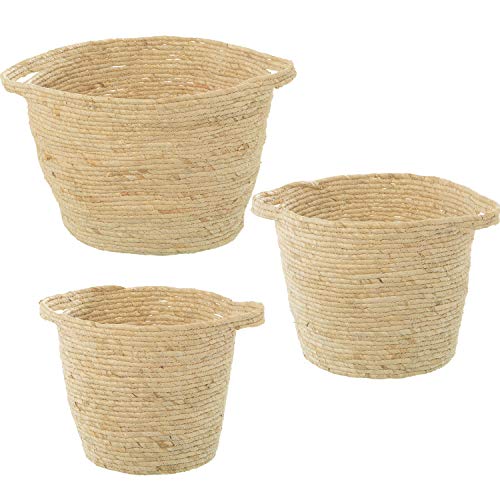 SET 3 CESTOS HOJAS DE MAIZ NATURAL_°38X30CM °33X28CM... - Maison & Cuisine Amazon Allemagne à 22.53€