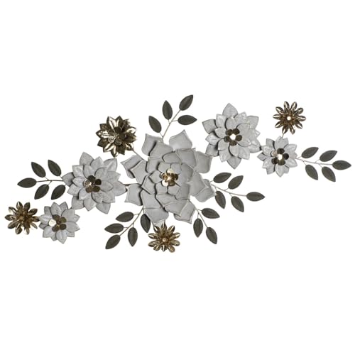 DECORACION PARED METAL 106,7X5X46,4 FLORES BLANCO - Maison & Cuisine Amazon Allemagne à 18.49€