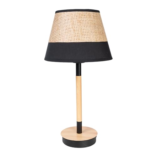 LAMPARA BASE MADERA PANTALLA NEGRA/MIMBRE - Maison & Cuisine Amazon Italie à 34.16€
