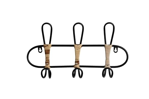 PERCHA PARED 3P. METAL/RATTAN NEGRO - Maison & Cuisine Amazon Italie à 10.80€