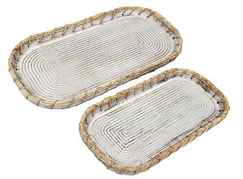 SET 2 BANDEJAS MADERA/RATTAN RECT - Deal Amazon à 55.42€