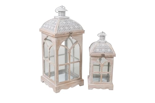 SET 2 FAROLES MADERA/METAL - Amazon Allemagne à 64.76€