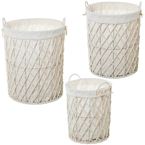 SET 3 CESTOS CUERDA DE PAPEL BLANCO C/TELA 70%+30%... - Amazon Italy à 124.67€
