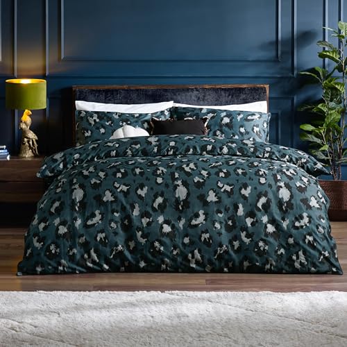 furn. True Leopard Printed Duvet Set - Single - Slate, Blue - Maison & Cuisine Amazon Royaume-Uni à 14.10€