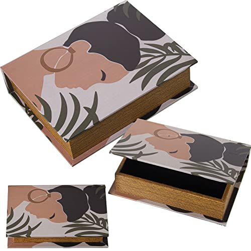 SET 3 CAJAS LIBROS DECORADOSMADERA DM/LONA POLIÉSTER MUJER... - Amazon Espagne à 20.25€