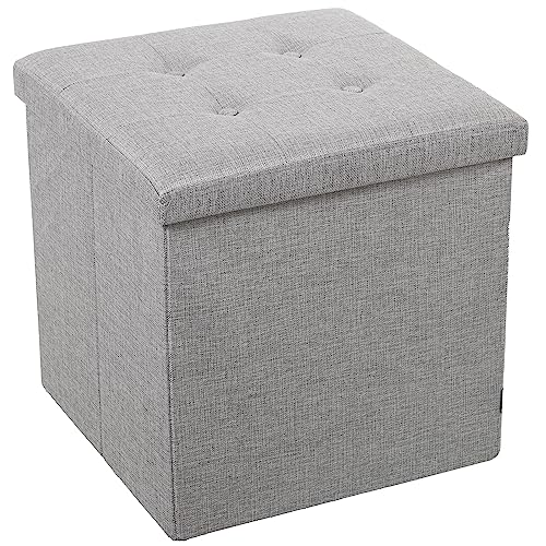 PUF PLEGABLE POLIESTER GRIS ALMACENAJE_45X45X45CM - Amazon Italie à 14.18€
