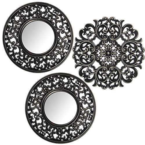 SET 3 ADORNOS PARED MELAMINA PLATEADA C/ESPEJO_°25CM (1 SIN... - Maison & Cuisine Amazon Espagne à 20.11€