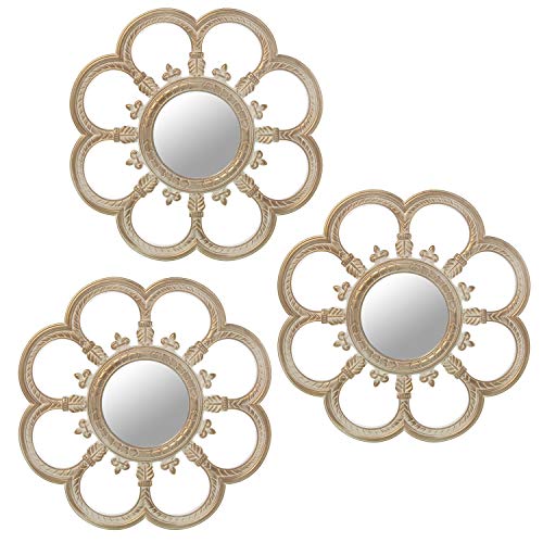 SET 3 ADORNOS PARED MELAMINA BLANCA C/ESPEJO_°25CM INT:°9CM - Amazon Italie à 10.32€