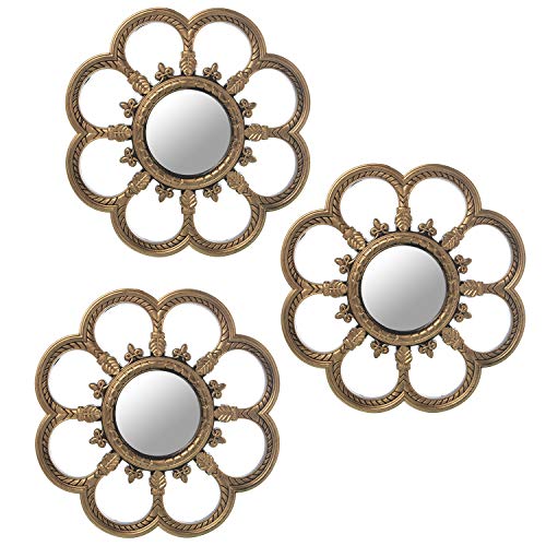 SET 3 ADORNOS PARED MELAMINA DORADA C/ESPEJO_°25CM INT:°9CM - Amazon Allemagne à 8.19€