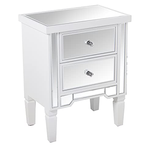 MESA DE NOCHE MADERA/ESPEJO C/2 CAJONES BLANCO 49X33X62CM - Amazon Italy à 146.14€