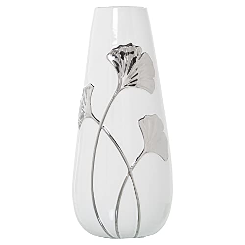 JARRÓN CERÁMICA BLANCO/FLOR PLATA °16X35CM - Maison & Cuisine Amazon Italie à 33.26€