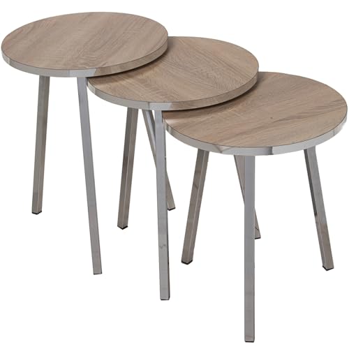 SET 3 MESAS AUX. MADERA PATASMETAL CROMADO, MADERA... - Maison & Cuisine Amazon Espagne à 33.84€