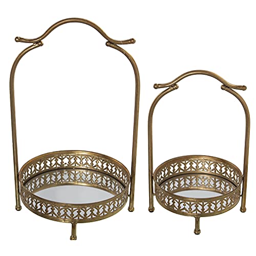 SET 2 BANDEJAS METAL C/ASA DORADO/ESPEJO 28X26X48CM+22X21X34... - Deal du jour à 18.40€