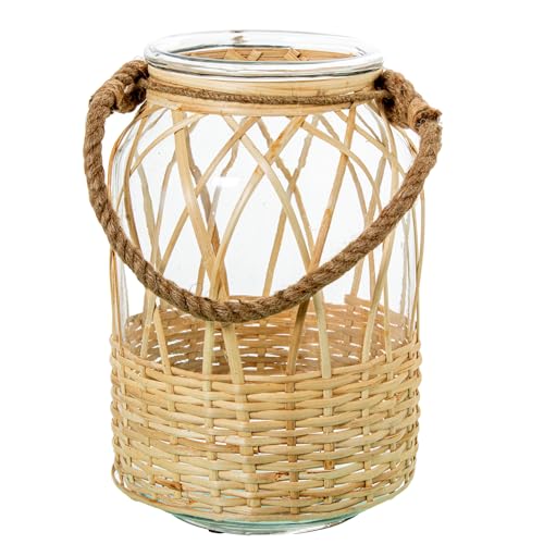 PORTAVELAS CRISTAL/MIMBRE C/ASA CUERDA_°21X30CM - Maison & Cuisine Amazon Allemagne à 22.02€