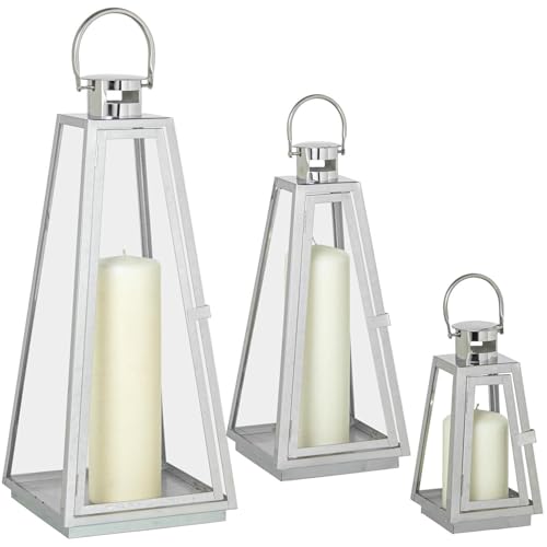 SET 3 FAROLES PORTAVELAS METALCROMADO_12X12X25+17X17X39+18X1... - Maison & Cuisine Amazon Italie à 28.52€