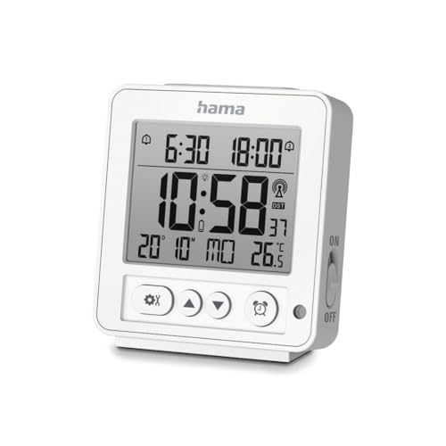 Hama Rhodos Digital Radio-Controlled Alarm Clock, LCD, White - Nouvelle promo Amazon à 10.99€