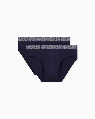 EMPORIO ARMANI Man's Allover Logo Elastic 2-Pack Brief Blue... - Amazon Royaume-Uni à 14.11€