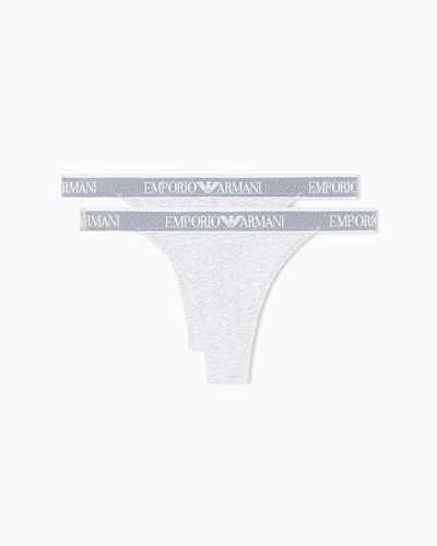 EMPORIO ARMANI Woman's Iconic Logoband 2-Pack T-Thong Grey L - Vente Flash Amazon -77%