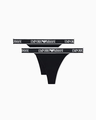 Emporio Armani Woman's Iconic Logoband 2-Pack T-Thong Black... - Amazon Royaume-Uni à 9.26€