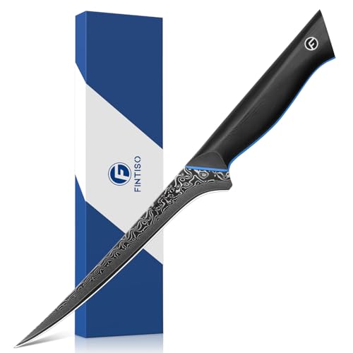 FINTISO Damascus Filleting Knife 7 Inch, Boning Knife for... - Home & Kitchen Amazon UK à 70.00€