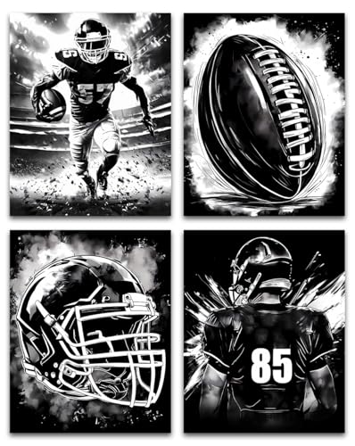 American Football Sport Canvas Wall Art,Black and White... - Réduction -95% à 1.00€