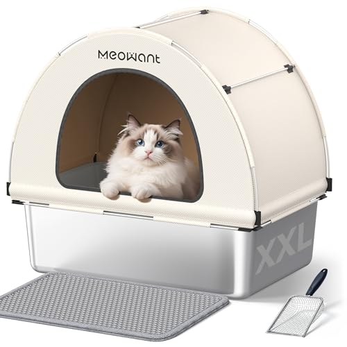 MeoWant Bac à Litière pour Chat en Acier Inoxydable, XXL... - Animalerie Amazon France à 49.99€