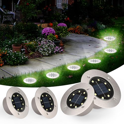 TOSHIN 4 lámparas solares de suelo para exteriores, 8 luces... - Jardin & Extérieur Amazon Espagne à 14.92€