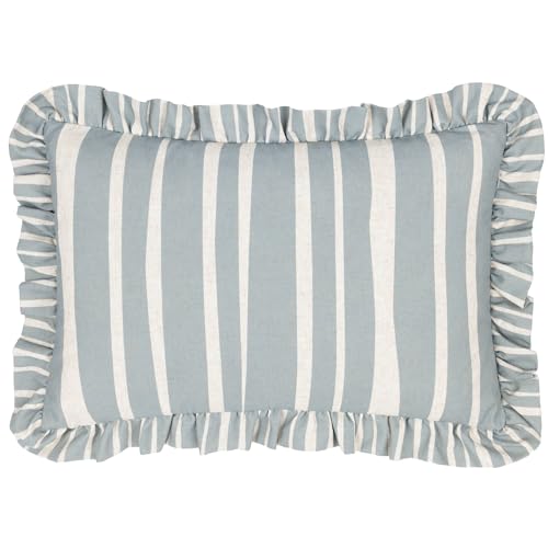 furn. Carmon Stripe Ruffle Cushion Cover - Linen/Blue... - Auto & Moto Amazon Royaume-Uni à 9.20€