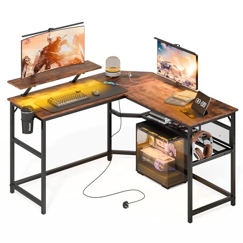Mondeer Bureau en Forme de L avec LED, 130 x 130 cm Bureau... - Tech & Electronics Amazon France à 79.99€