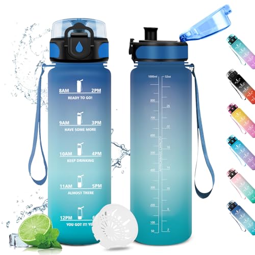 Gourde 1L Motivante, Étanche & Réutilisable, Avec Filtre et... - Sports & Fitness en promo à 9.44€
