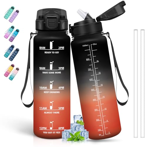 Gourde 1l, Gourde Sport, Gourd avec Paille Anti-Fuite... - Sports & Fitness Amazon France à 14.99€