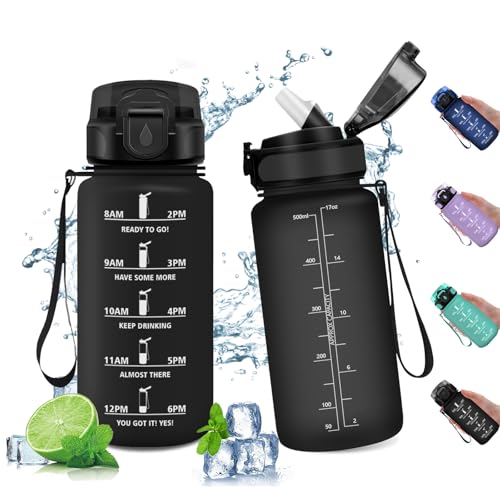 Trinkflasche 500ml, Sport Wasserflasche mit Strohhalm... - Sports & Fitness en promo à 12.33€