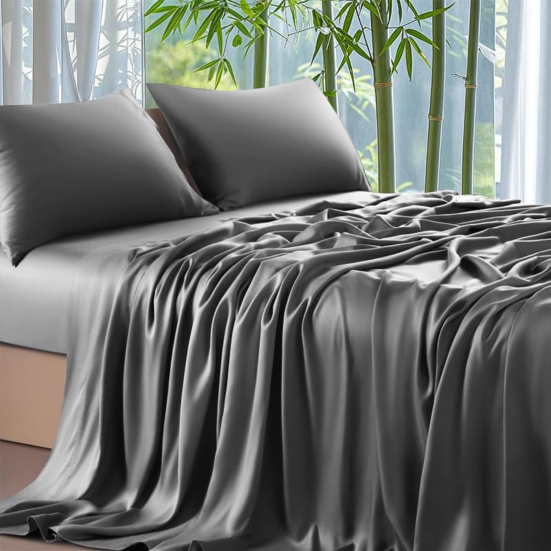 Bambou Spannbettlaken, 200 x 200 cm, Grau, Spannhöhe 30 cm... - Home & Kitchen Amazon Germany à 18.97€