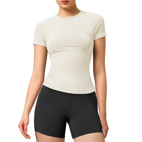 Maglietta senza cuciture Y2K con scollo rotondo, leggera... - Sports & Fitness Amazon Italie à 9.69€