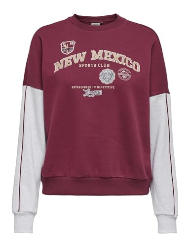 ONLY Onlmiriam L/S Block Print O-Neck Swt, Cabernet, S Donna - Sports & Fitness Amazon Italie à 16.78€