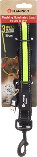 Flamingo Dog Leash Flitzy Black & Yellow 1,3m 25mm - Animalerie Amazon Royaume-Uni à 10.55€