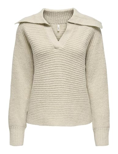 ONLY Onlmally LS Life Collare V-Neck Knt, Bianco e Grigio, S - Animalerie Amazon Italie à 11.88€