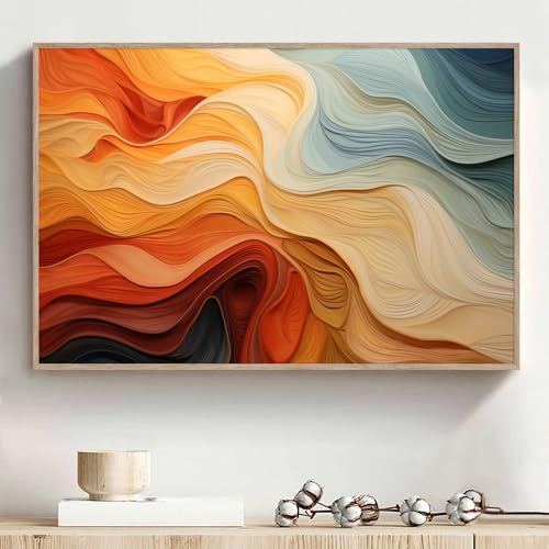 Picture Orange Abstract Line Art Prints Orange and Blue... - Maison & Cuisine Amazon Royaume-Uni à 2.40€