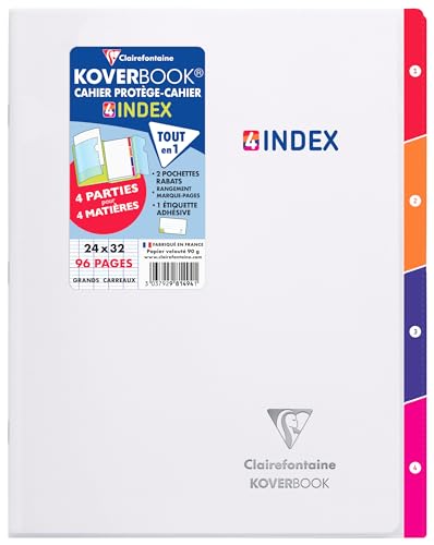 Clairefontaine 981494C Un Cahier Agrafé Koverbook 4 INDEX... en promo à 4,90€ (-43%) sur Amazon FR