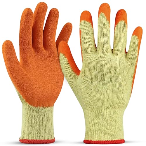 PDS 2 Pairs Latex Coated Orange Rubber Work Gloves - Mens... - Maison & Cuisine Amazon Royaume-Uni à 1.29€