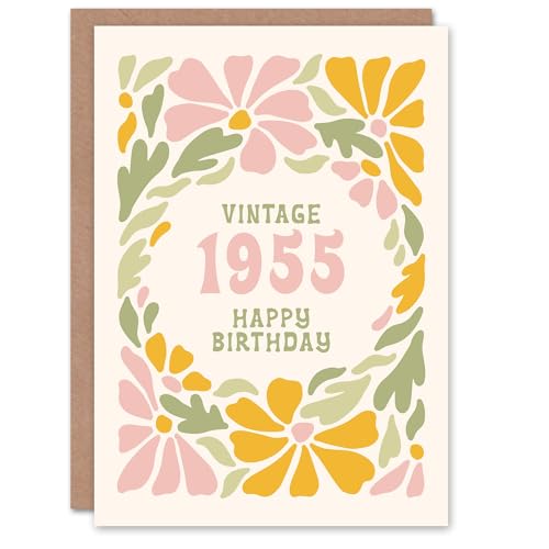 Artery8 Vintage Retro Pastel Floral Her Born 1955 Aged 70... - Auto & Moto en promo à 2.27€
