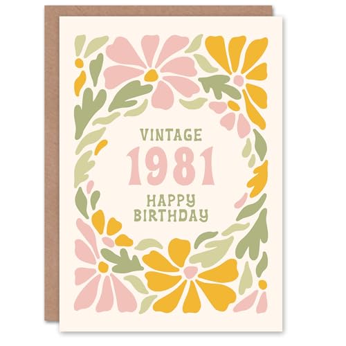 Artery8 Vintage Retro Pastel Floral Her Born 1981 Aged 44... - Auto & Moto Amazon Royaume-Uni à 2.08€
