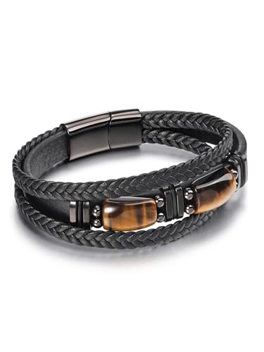 Jovivi Pulsera de piel para hombre, ojo de tigre, pulsera... - High-Tech & Électronique Amazon Espagne à 7.56€