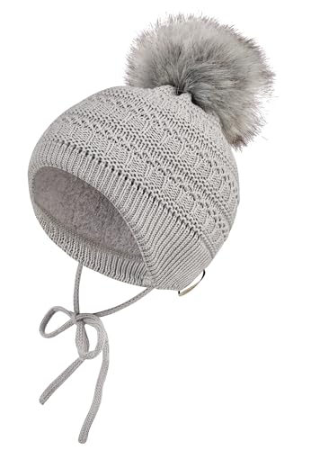 Sterntaler Berretto a Maglia Pompon, Grigio Medio, 43 - Bon plan à 8.46€