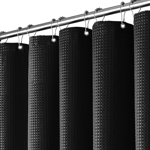 TheBlackSpot Black Shower Curtain, Hotel Waffle Boho Shower... - Maison & Cuisine Amazon Royaume-Uni à 10.22€